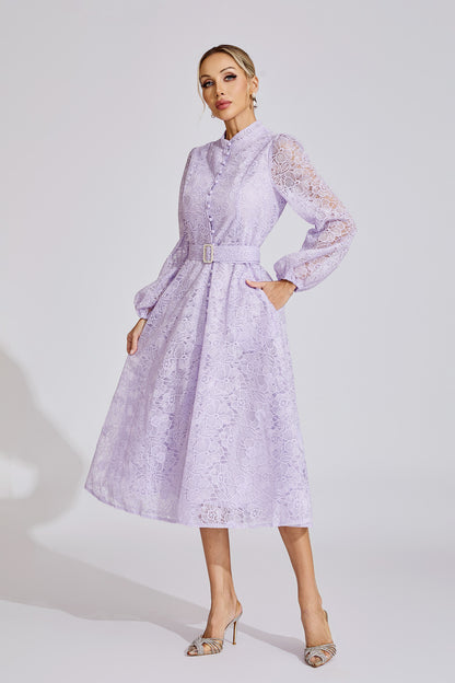 Ada  Purple  Embroidered Lace Maxi Dress