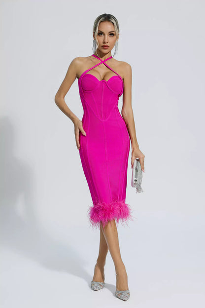 Aleah Rose Red Halterneck Bandage Dress