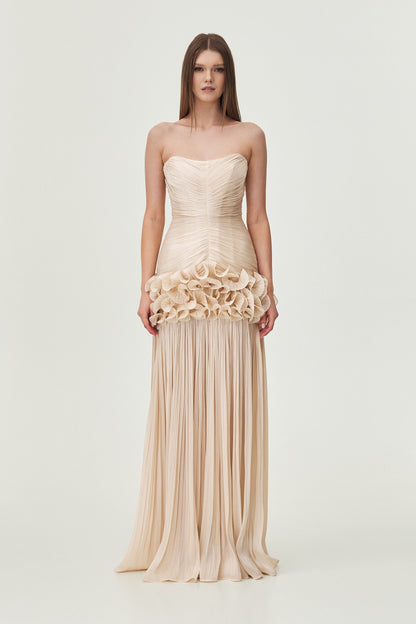 Chloe Strapless Ruffle Maxi Dress