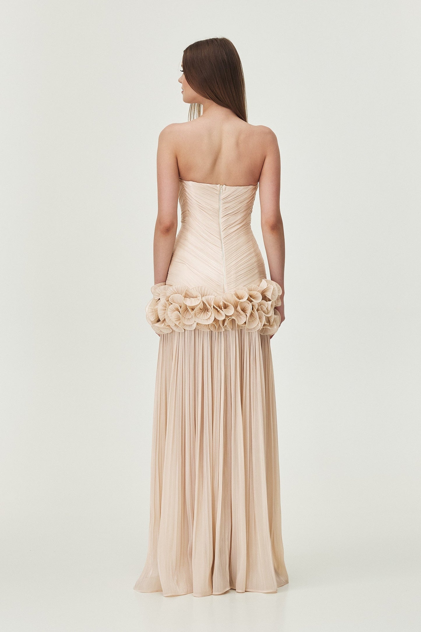 Chloe Strapless Ruffle Maxi Dress