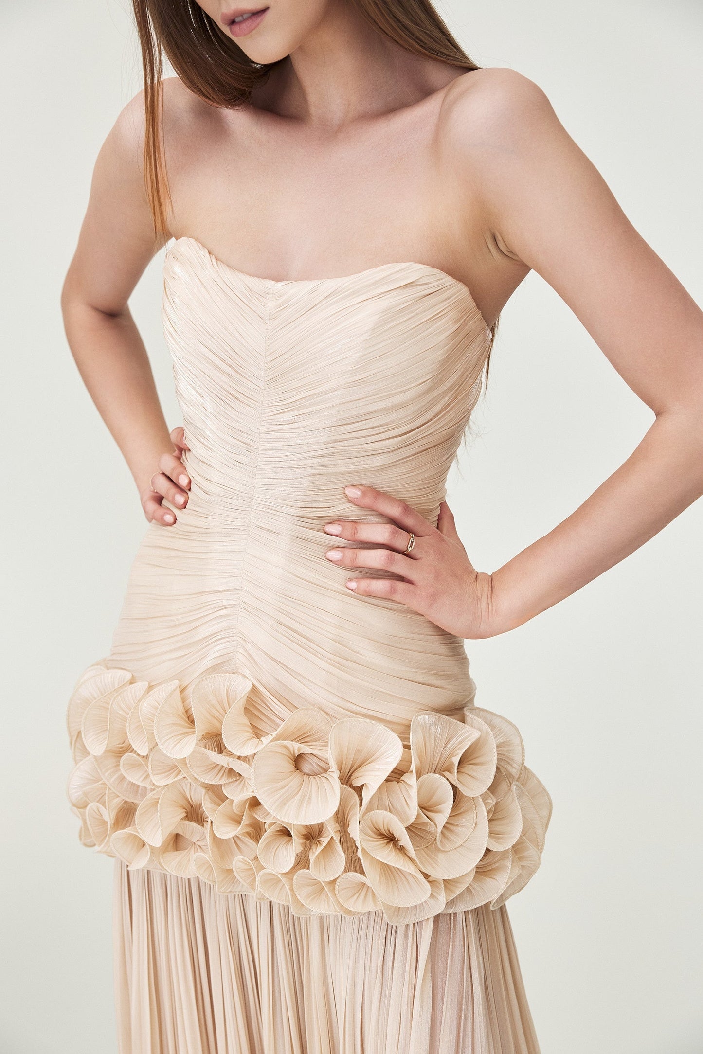 Chloe Strapless Ruffle Maxi Dress