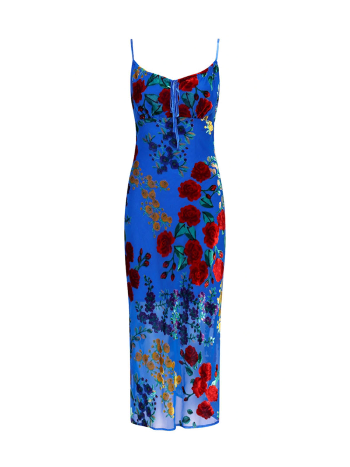 Velvet Floral Appliqué Cami Dress