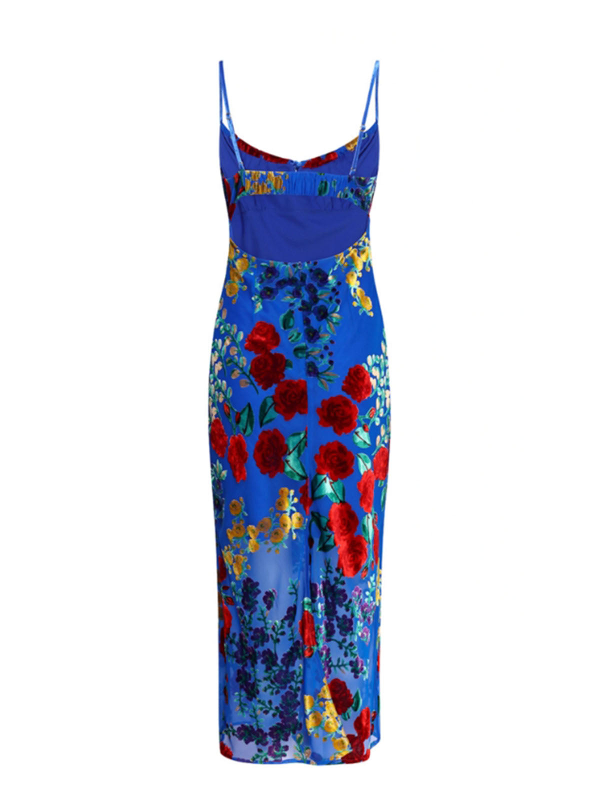 Velvet Floral Appliqué Cami Dress