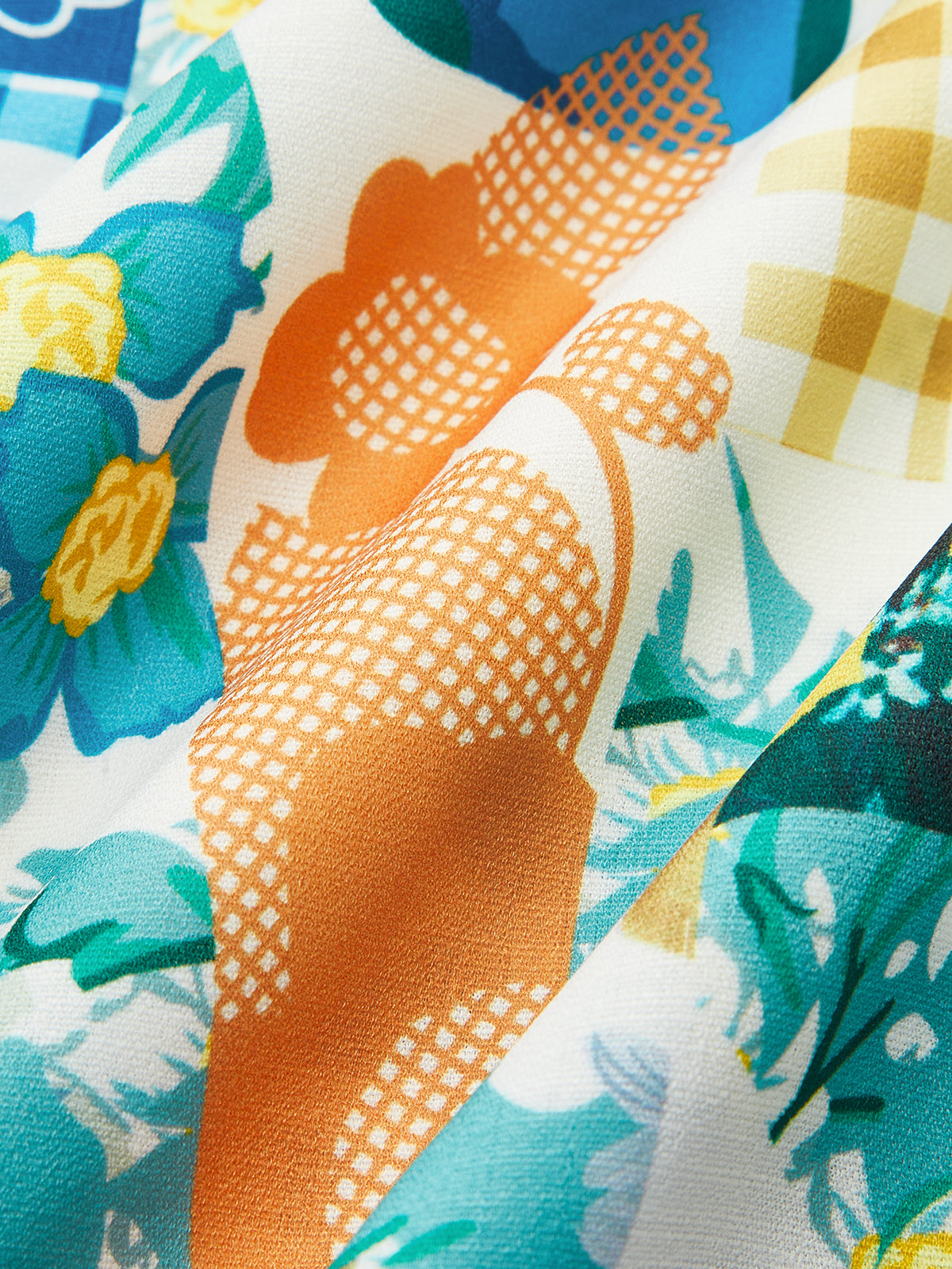 Lemonade Print Lace Trim Long Dress