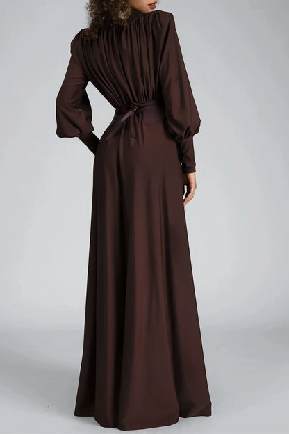 Renata Plunge Long Sleeve Maxi Dress