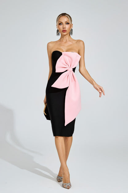 Craigie Strapless Bow Accent Midi Dress
