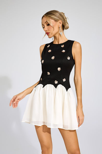 Dewar Black Sequins Sleeveless Mini Dress