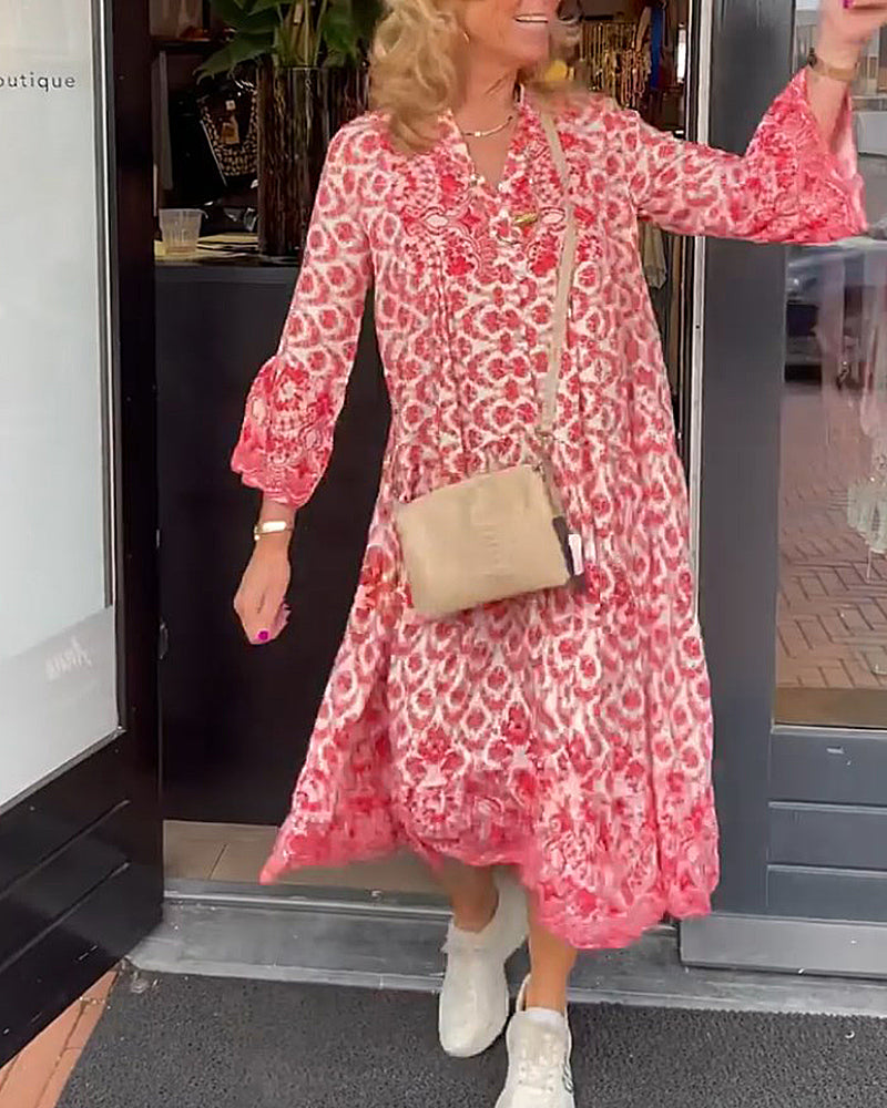 Fish scale print casual dress