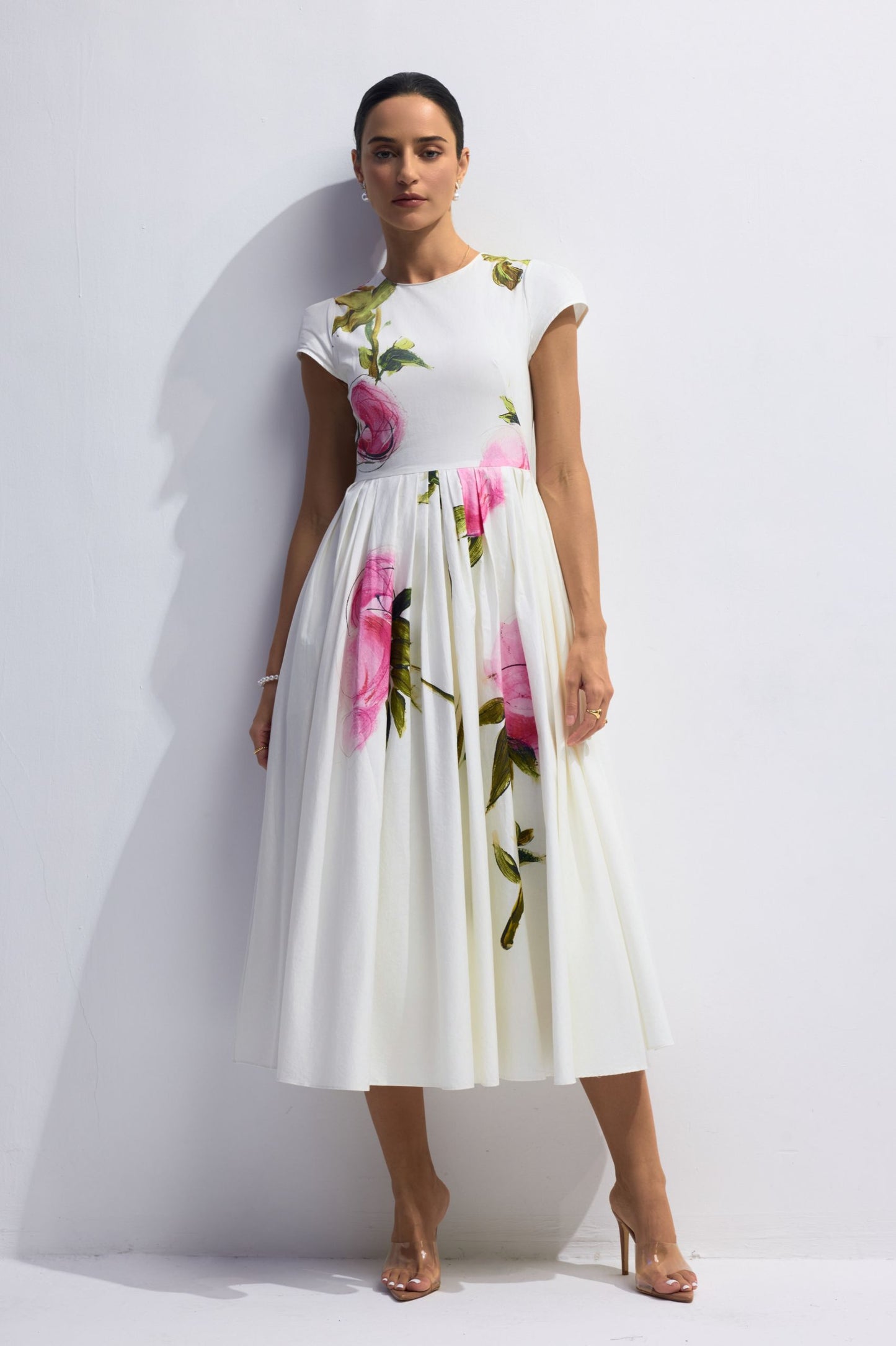 Lindsay Rose Printed Cap Sleeve Midi Dress