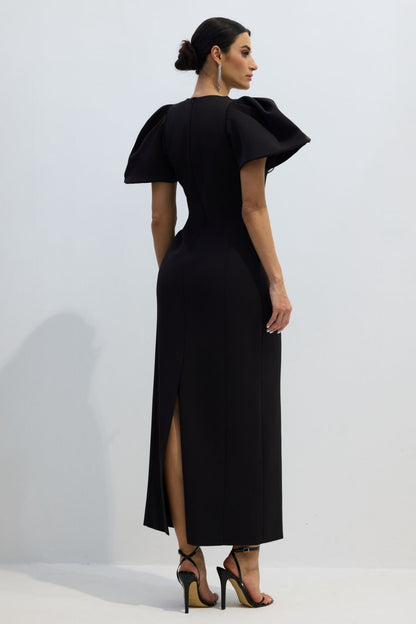 Georgia Floral Embroidery Puff Sleeve Maxi Dress