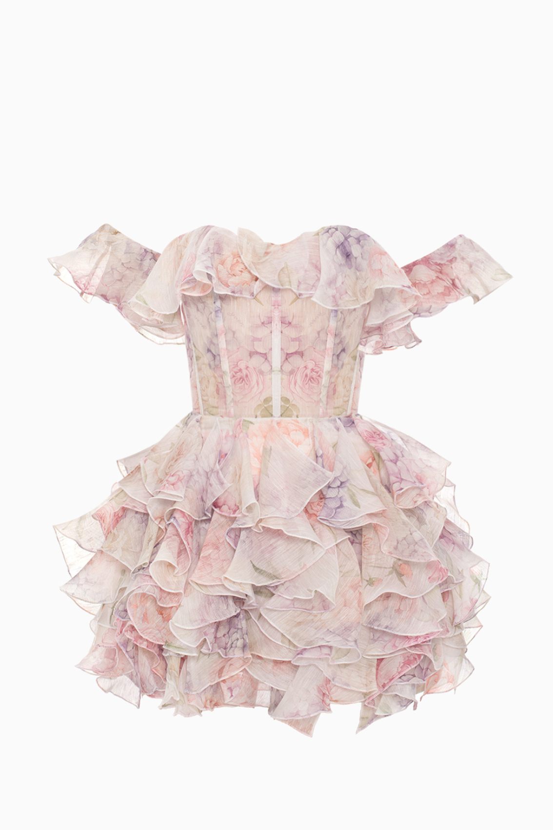 Floral Chiffon Off-Shoulder Mini Dress