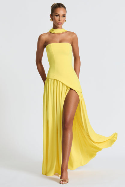 Splicing Off-Shoulder Split Maxi Dress