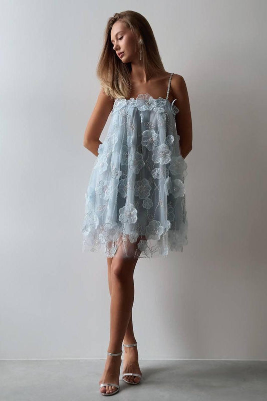 Rhinestone Embroidered Slip Mini Dress