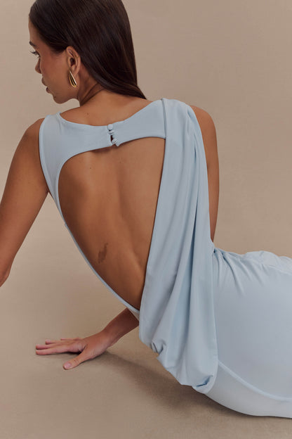 Solid Gathering Split Maxi Dress