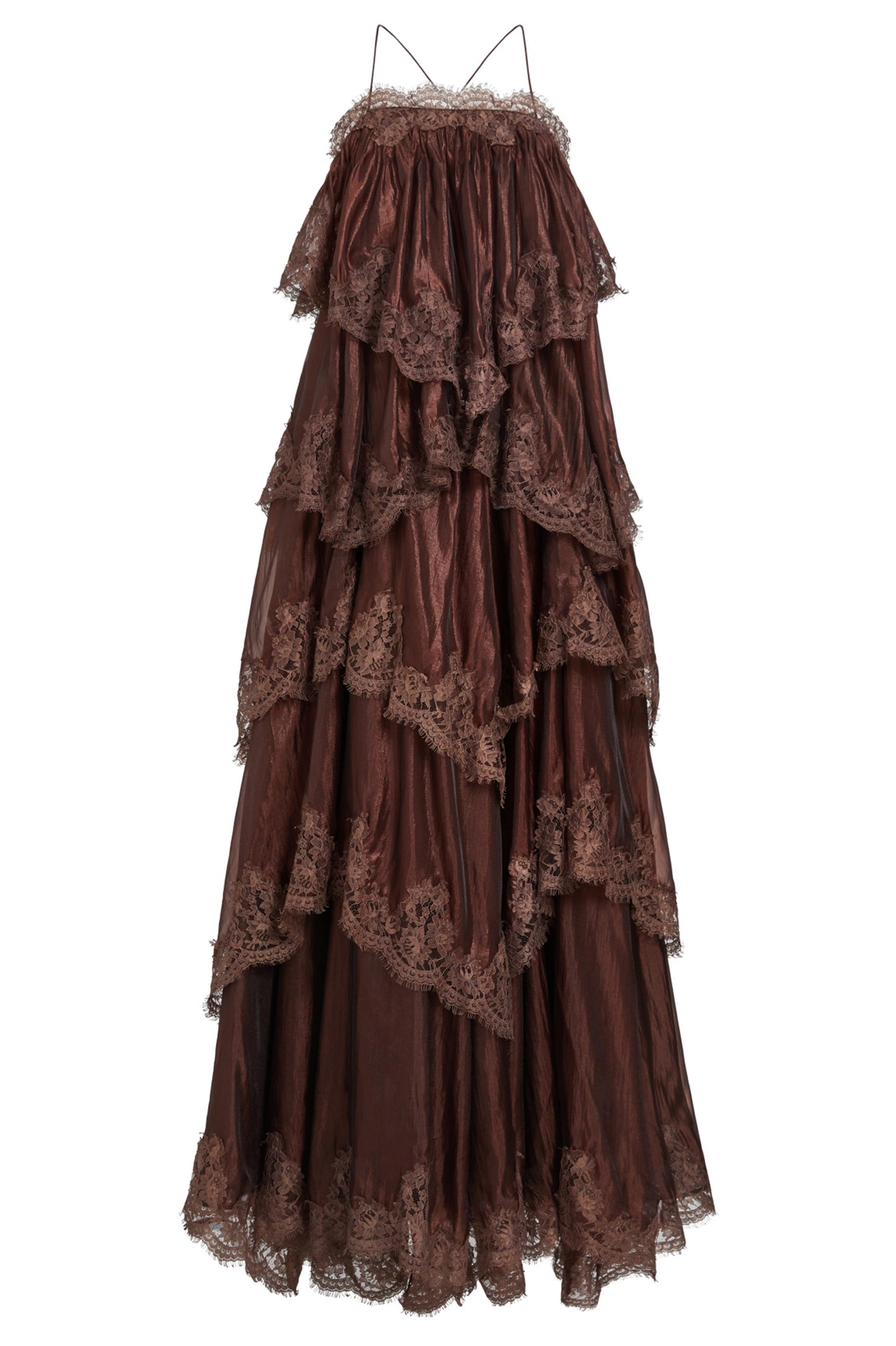 Lace Ruffle Slip Maxi Dress