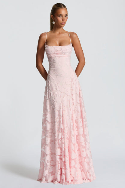 Burn-Out Tie-Up Slip Maxi Dress