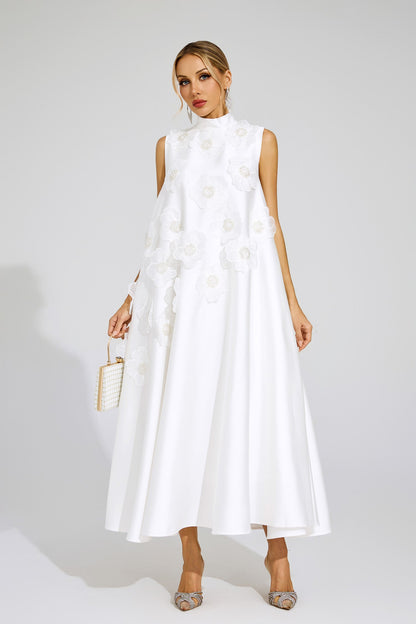 Lawrence White Flowers Sleeveless Dress