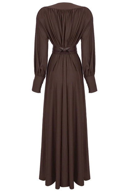 Renata Plunge Long Sleeve Maxi Dress
