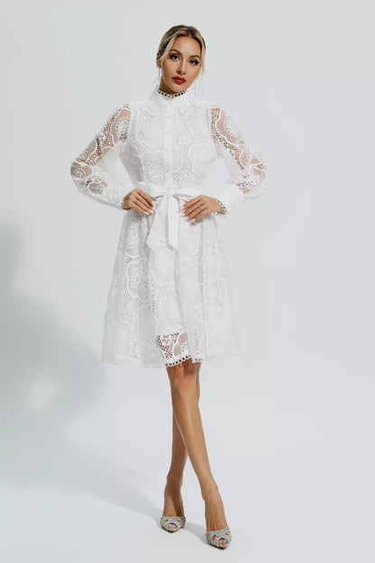 Lorelei White Lace Jacquard Mini Dress