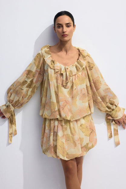 Shirley Floral Print Puff Sleeve Mini Dress