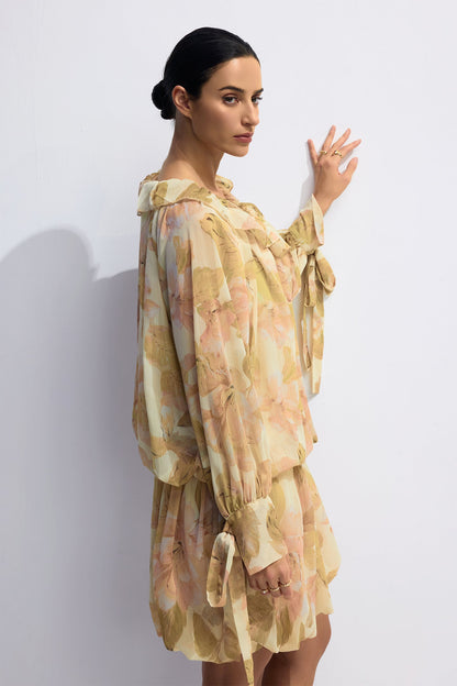 Shirley Floral Print Puff Sleeve Mini Dress