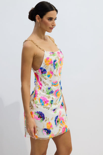 Fanny Embroidered Sequins Backless Mini Dress