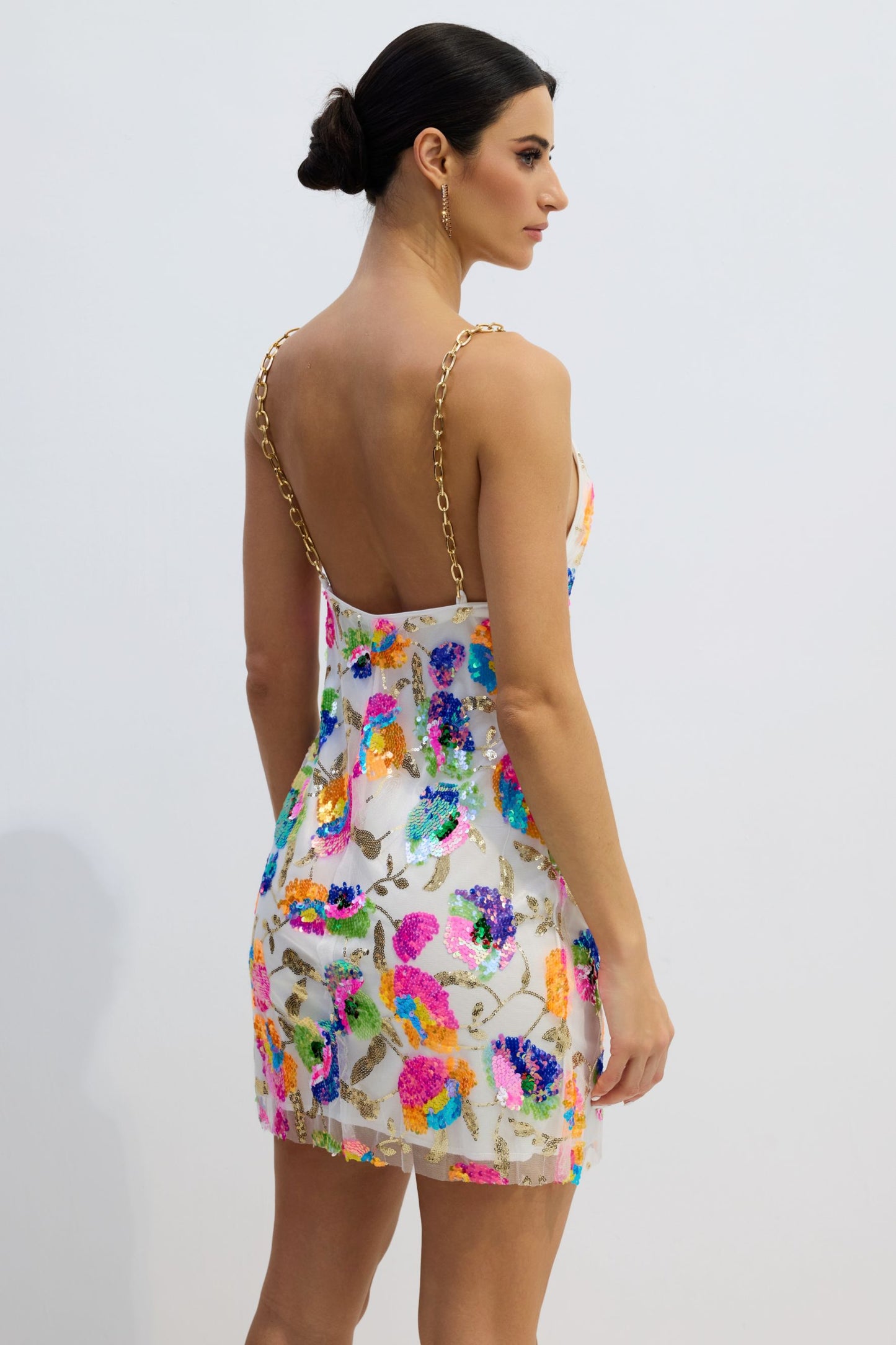 Fanny Embroidered Sequins Backless Mini Dress