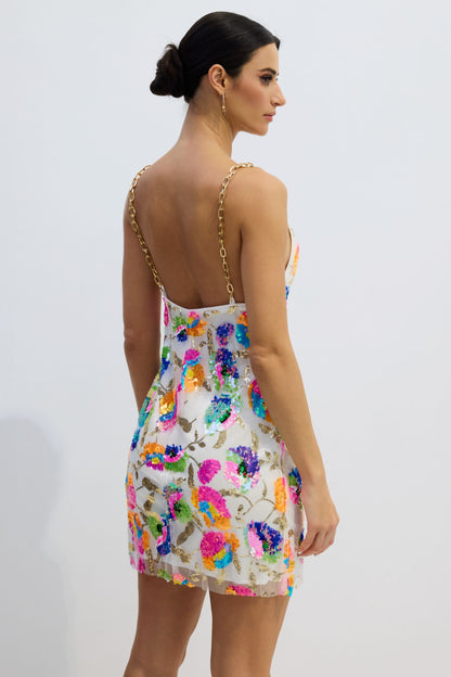 Fanny Embroidered Sequins Backless Mini Dress