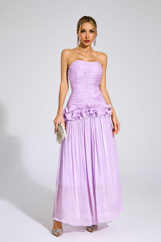 Michelson Purple Off Shoulder Ruffled Dress