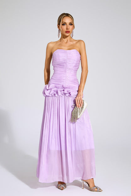 Michelson Purple Off Shoulder Ruffled Dress