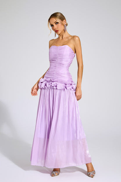 Michelson Purple Off Shoulder Ruffled Dress
