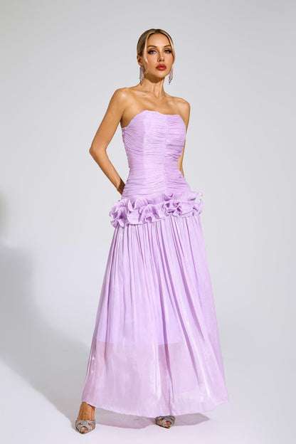 Michelson Purple Off Shoulder Ruffled Dress