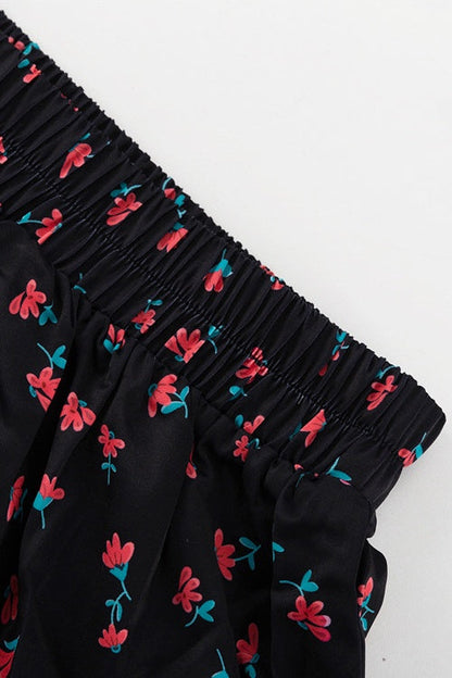 Ella Floral Print Puff Sleeve Mini Skirt Set