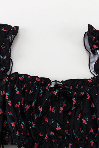 Ella Floral Print Puff Sleeve Mini Skirt Set