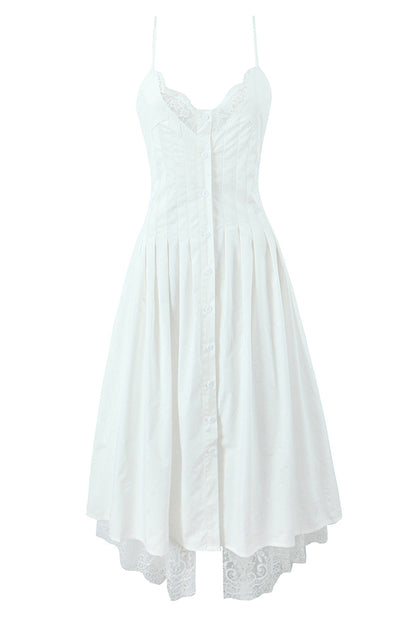 Tasha Lace Trim Spaghetti Strap Midi Dress