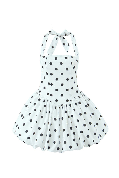 Vivianne Polka Dot Bubble Hem Mini Dress