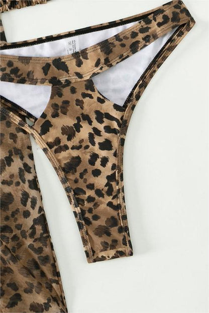 Animal Print Bikini Three Piece Set