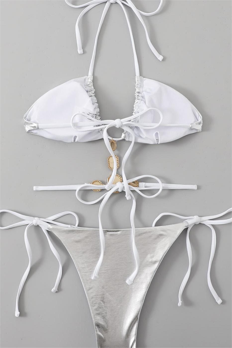 Diamond Silver Bikini Two Piece Set