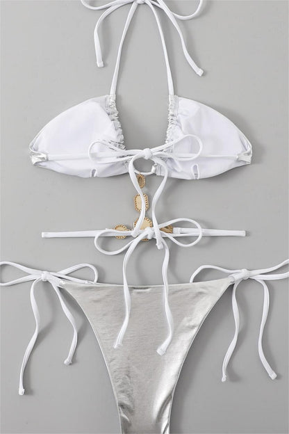 Diamond Silver Bikini Two Piece Set