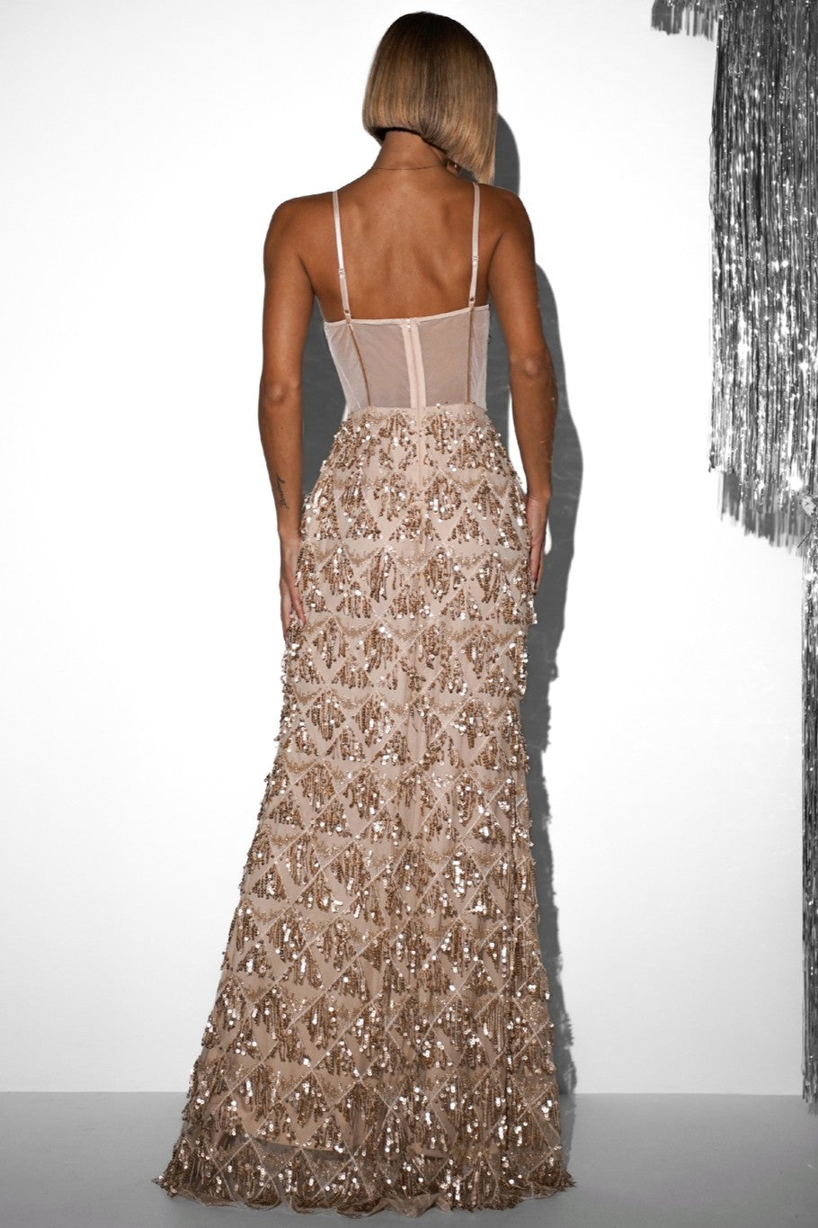 Sequin Corset Splicing Maxi Dress