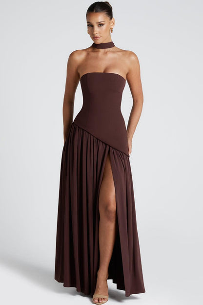 Jersey Off Shoulder Split Maxi Dress