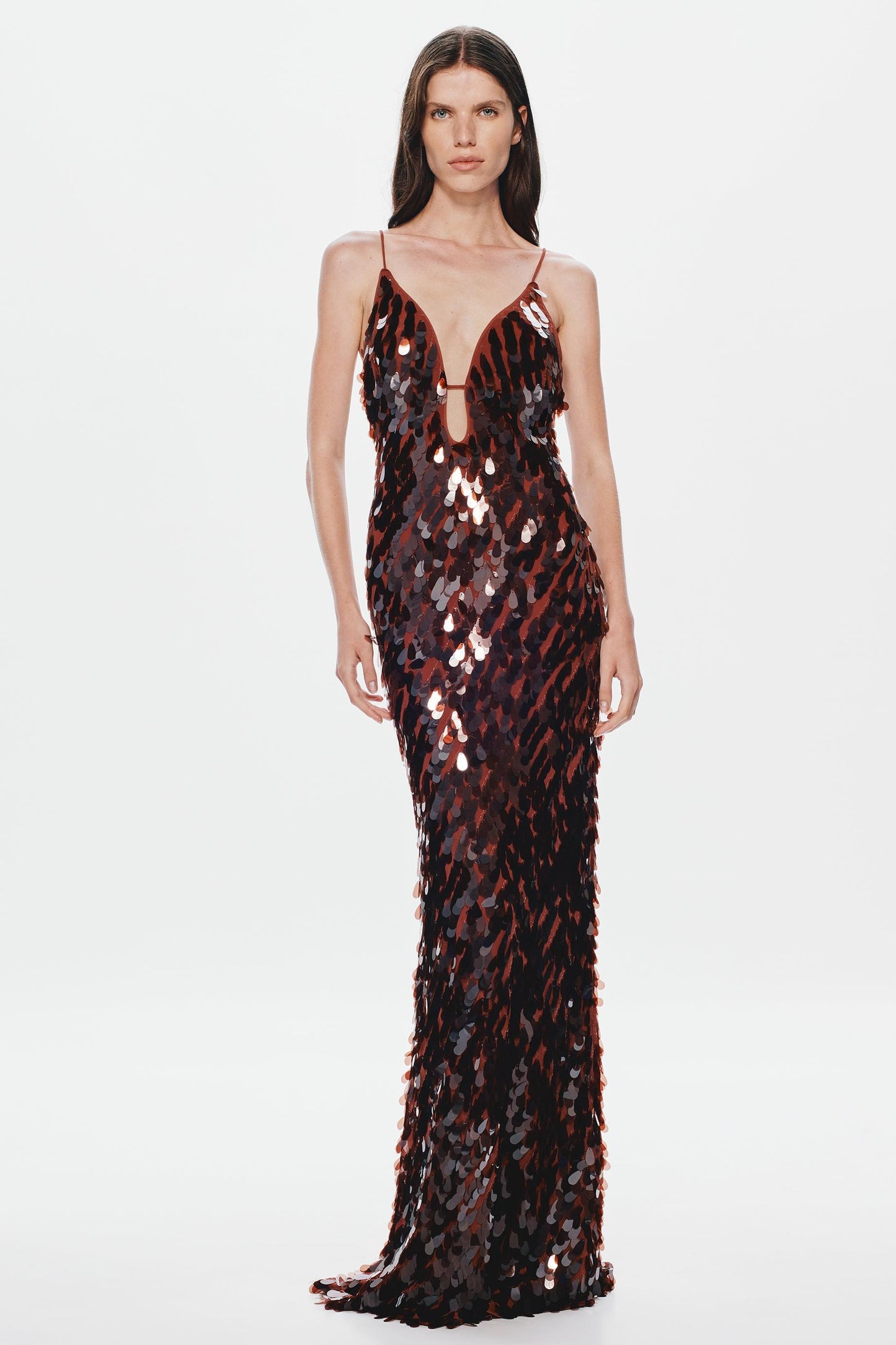 Sequin V-Neck Sleeveless Maxi Dress