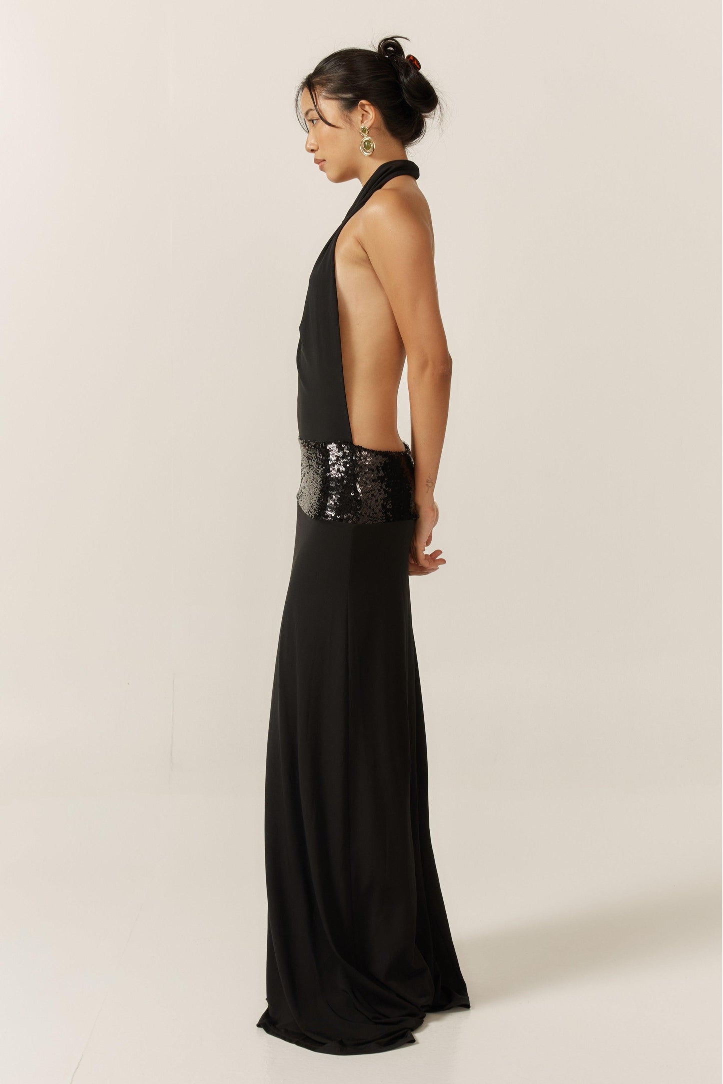 Sequin Splicing Sleeveless Maxi Dress