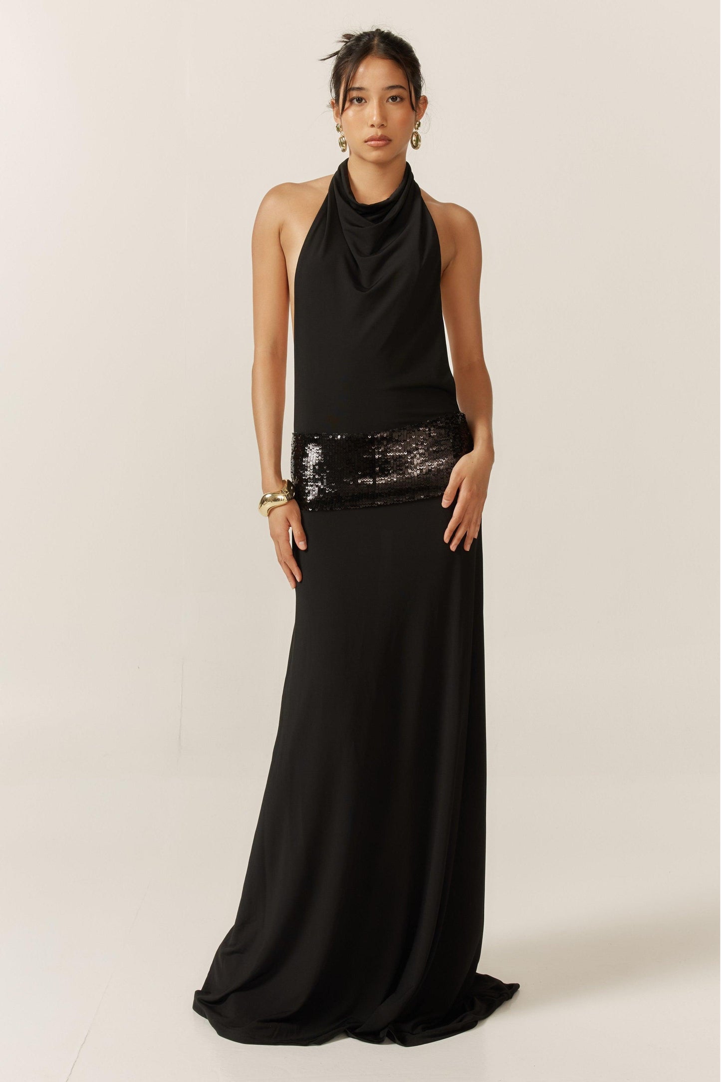 Sequin Splicing Sleeveless Maxi Dress