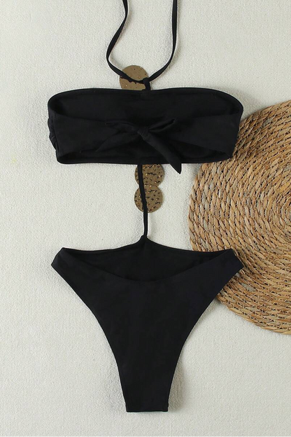 Halter Neck Metal Flake Decoration Bikini Two Piece Set