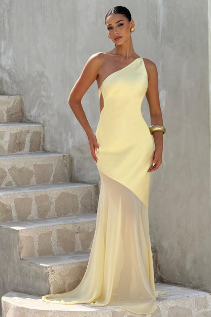 Satin One-Shoulder Maxi Dress