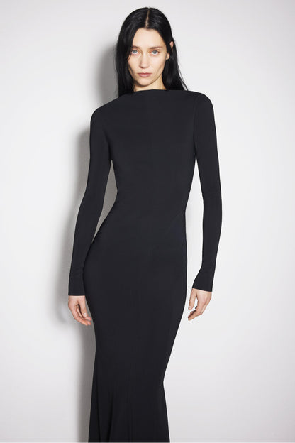 Solid Backless Metal Buttom Maxi Dress