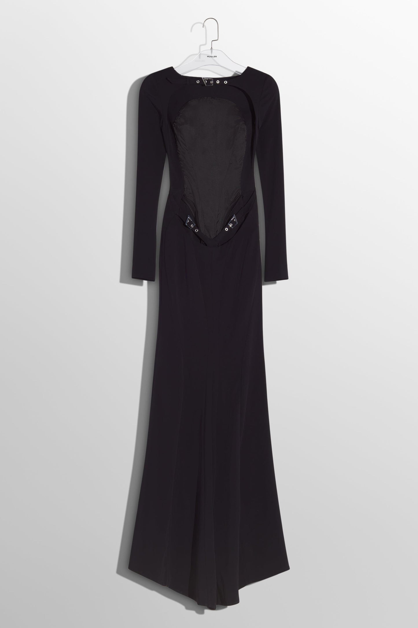 Solid Backless Metal Buttom Maxi Dress