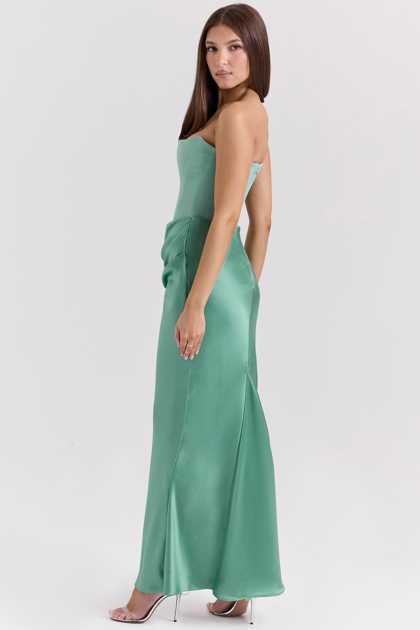 Satin Splicing Off-Shoulder Midi Dress