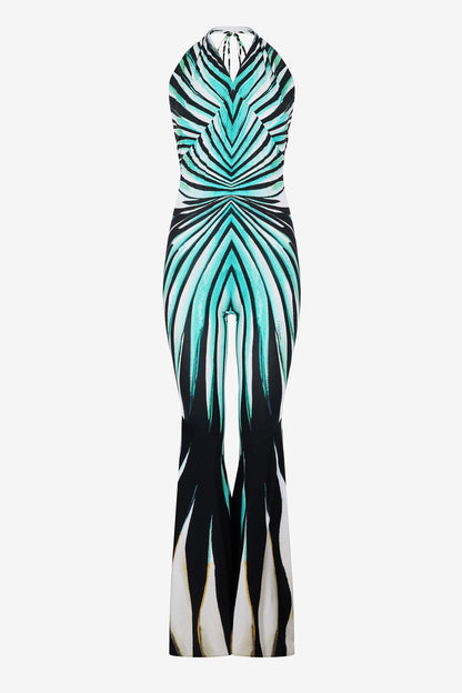 Stripe Print Cut-Out High Waist Jumpsuit